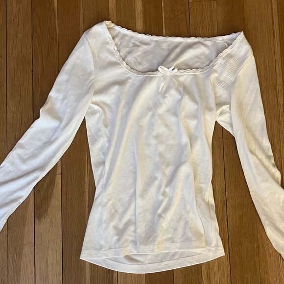 LoveShackFancy Tops - coquette white bow shirt